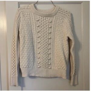 J. Crew Women's Ivory Cable Knit Sweater Fisherman Off White